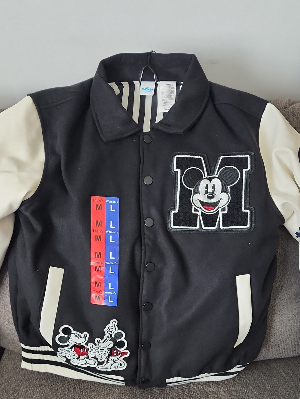 Viral Costco Disney Black and Cream Mickey Varsity Jacket for Men And Women - Picture 1 of 13